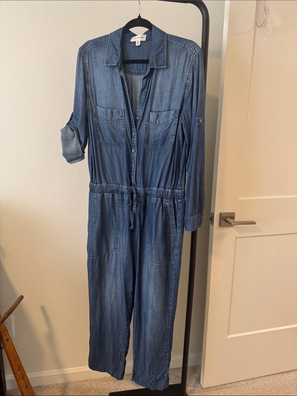cloth & stone Chambray Utility Jumpsuit in Blue
